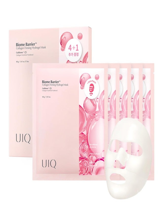 UIQ Biome Barrier Collagen Firming Hydrogel Mask 5pack(40gx5ea), Elasticity Improvement, Low Molecular Collagen, Hydration for Glowing Skin, Korean Skin Care - Image 1